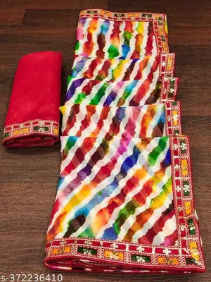Yashvisaree Printed Leheria Georgette Saree(Multicolor)