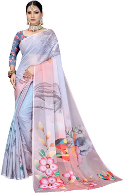 Pemal Designer Digital Print Bollywood Georgette Saree(Multicolor)