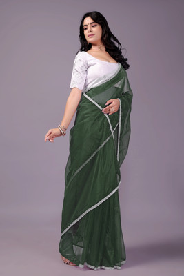 PATTARI Embellished Bollywood Net Saree(Light Green)