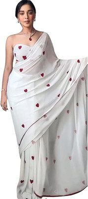 SNILIN Self Design Daily Wear Georgette Saree(White)
