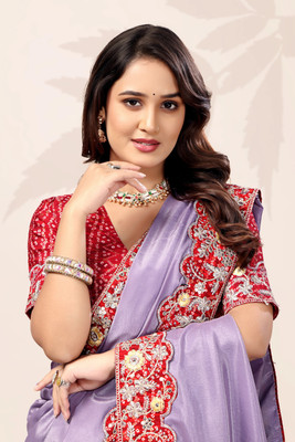 AVIRAT DESIGNER STUDIO Printed Kanjivaram Georgette Saree(Purple)