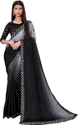 pavanputra fab Embroidered Bollywood Silk Blend Saree(Black)