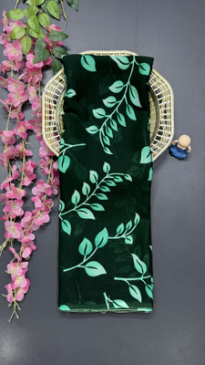 RegalDrapes Printed Daily Wear Georgette Saree(Dark Green)