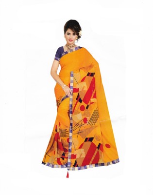 KANHA ONLINE PRODUCT Printed Bollywood Jute Silk Saree(Yellow)