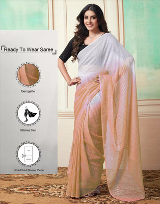 Riddhi textile Hub Woven Handloom Georgette Saree(Orange)
