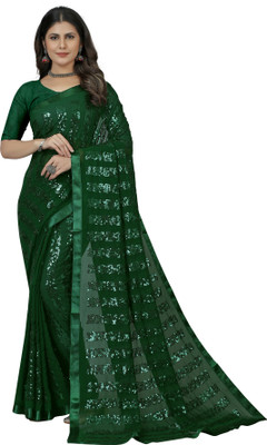 SATVASHIV Embroidered Bollywood Georgette Saree(Green)