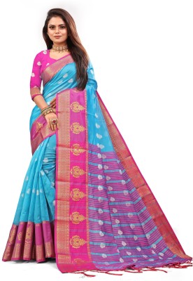 ANISSA SAREE Woven Kanjivaram Art Silk Saree(Light Blue)