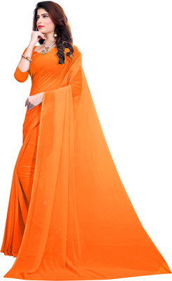 Fancyninee Solid/Plain Bollywood Georgette Saree(Orange)