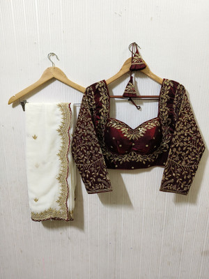 NANCY DESIGNER Embroidered Bollywood Cotton Silk Saree(White)