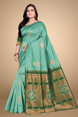 TRENDING KART Woven Banarasi Silk Blend Saree(Multicolor)