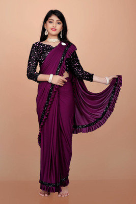 Julee Embellished Bollywood Lycra Blend Saree(Magenta)