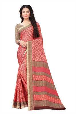 Dori Printed Daily Wear Crepe, Silk Blend Saree(Pink)