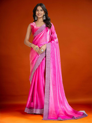 SHELDROM MART Embellished Bollywood Jimmy choo Saree(Pink)