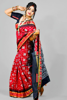 Sijileen Temple Border, Woven Sambalpuri Art Silk Saree(Multicolor)