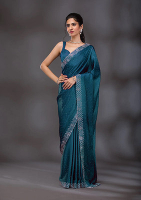 The White Rabbit Self Design Bollywood Pure Silk Saree(Light Blue)