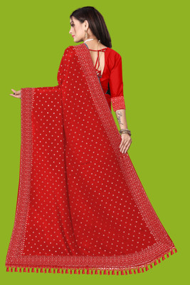 nevya creation Self Design Bollywood Georgette, Chanderi Saree(Red)
