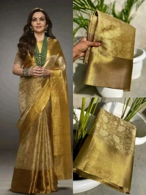 Dujjana Silk Saree Woven Banarasi Art Silk, Muslin Saree(Gold)