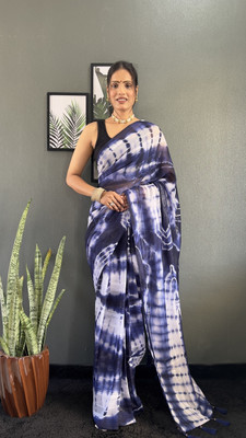 A To Z Cart Printed Bollywood Georgette Saree(Blue)