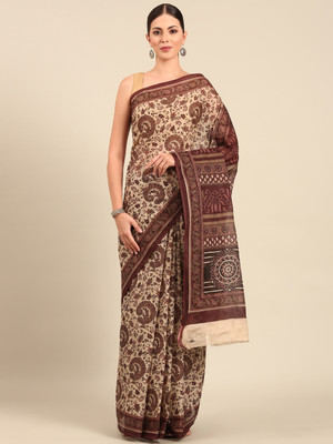 SHANVIKA Printed Daily Wear Pure Cotton Saree(Beige)