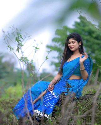 Sheden Lopez Creation Woven Mekhela Chador Pure Silk Saree(Light Blue)