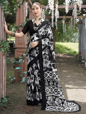 Sitanjali Lifestyle Printed Bollywood Georgette Saree(Black)