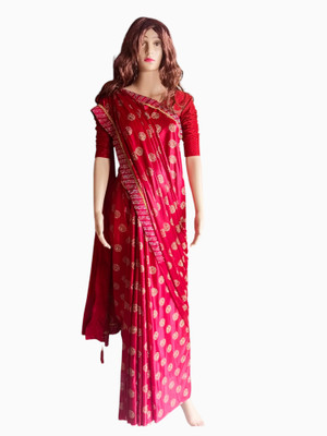 Laxmi clothes collection Embellished Handloom Silk Blend Saree(Red)