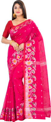 SAYAN CREATION Woven Handloom Handloom Cotton Blend Saree(Pink)