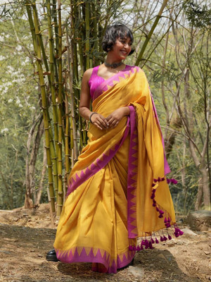 CommonHouseee Self Design Tant Pure Cotton Saree(Multicolor)