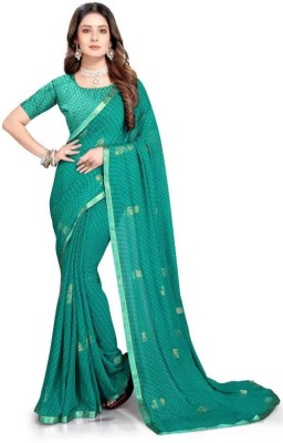 myeasyshop Embroidered Bollywood Chiffon Saree(Light Blue)