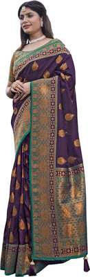 nilkanth creation Self Design Banarasi Jacquard Saree(Purple)
