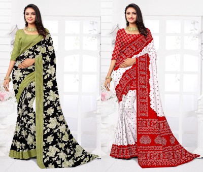 STYLEVEDA Paisley Daily Wear Georgette Saree(Pack of 2, Red, Black)