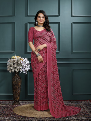 Kanooda Prints Printed Bollywood Georgette Saree(Maroon)