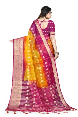 KOTHARI SST Printed Bandhani Organza Saree(Pink)