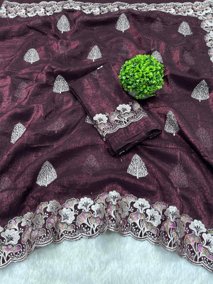 HK TEX Embroidered Bhagalpuri Silk Blend Saree(Maroon)