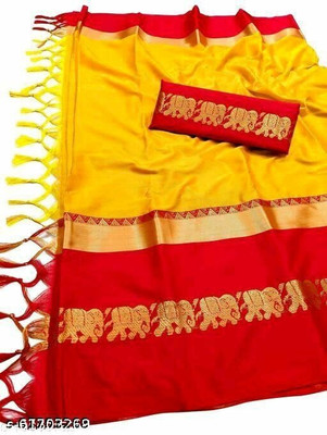 KCPC Woven Bandhani Art Silk Saree(Red)