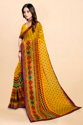 mahalaxmi fab Printed, Floral Print Bollywood Georgette, Chiffon Saree(Orange)