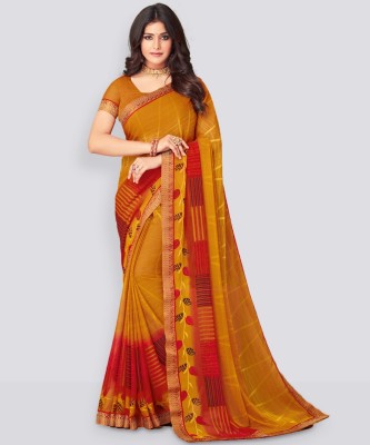 Samah Printed, Embellished Bollywood Georgette, Chiffon Saree(Maroon)