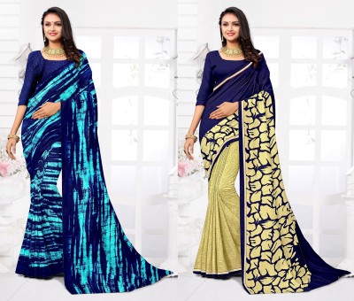 STYLEVEDA Paisley Daily Wear Georgette Saree(Pack of 2, Dark Blue)