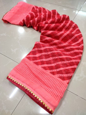 Sareez House Printed Leheria Georgette Saree(Multicolor)