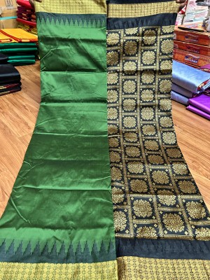 LYANNA Temple Border, Woven Sambalpuri Handloom Art Silk Saree(Green)