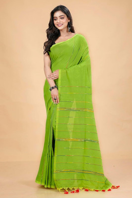 ADbutiq Printed Bollywood Handloom Cotton Blend Saree(Pink)
