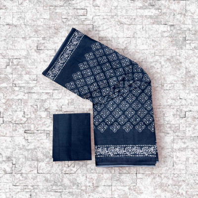RAVI JANKI Printed Daily Wear Pure Cotton Saree(Grey)
