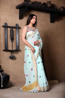 ZARISTACREATION Digital Print Bollywood Dupion Silk Saree(Orange, White)