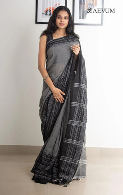GOLU Self Design Handloom Pure Cotton Saree(Grey, Black)