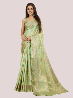 Divastri Woven Banarasi Organza Saree(Light Green)