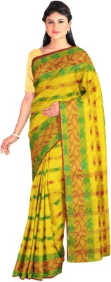 DAS TEXTILES Woven Tant Pure Cotton Saree(Yellow)