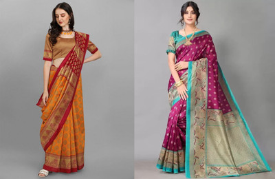 SVB Sarees Self Design Bollywood Art Silk Saree(Multicolor)