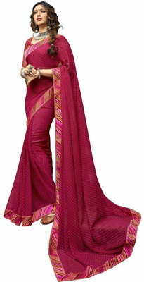 ROOP SUNDARI SAREES Printed, Floral Print Bollywood Georgette, Chiffon Saree(Pink)