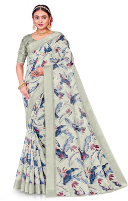 VIRTH Digital Print Bollywood Cotton Linen Saree(Green)