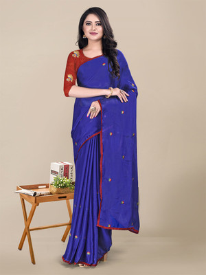 RekhaManiyar Embroidered Bollywood Chiffon Saree(Light Blue)